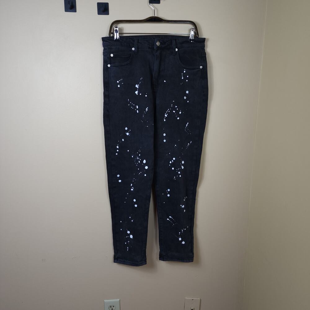 Rue21 Black Paint Splatter High Rise Slim Straight Jeans Size 12